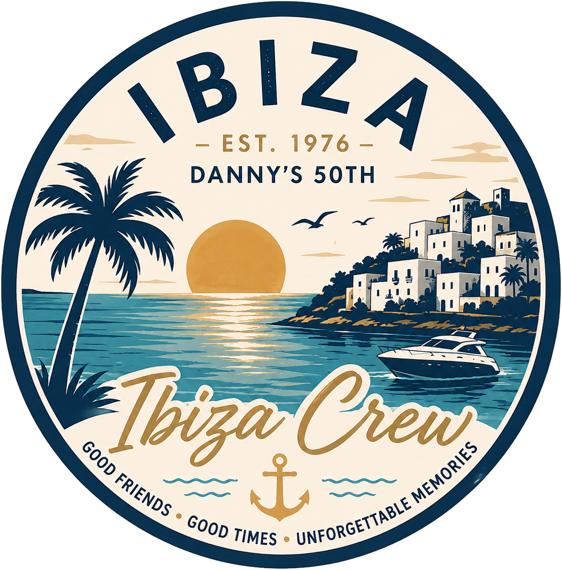 Ibiza Crew – Danny's 50th badge logo